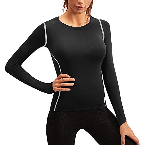 3 Pack Women's Long Sleeve Workout Shirt O-Neck Quick Dry Compression Athletic T-Shirts Yoga Gym Sports Tops3