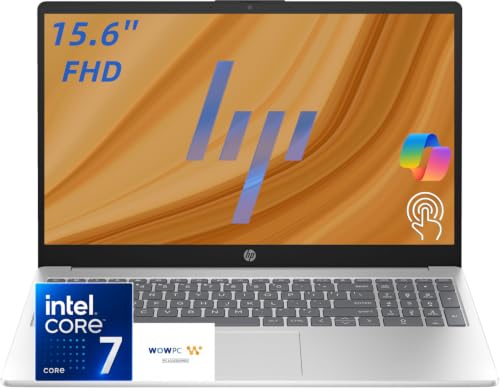 HP College Laptop with Copilot AI, 15.6" FHD IPS Touchscreen, Intel Core 7 150U (10-Core, Up to 5.4GHz), 16GB DDR5 RAM, 1TB SSD, Numeric Keypad, Webcam Privacy Shutter, Windows 11
