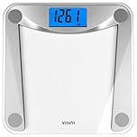 Vitafit Weight Scale, High Accuracy 0.1lb by Our Professional Factory Since 2001, Digital Scale Body Weight Large Blue Backlit LCD and Step-On, 2*AAA Batteries Included, 400lb/180kg, Clear Glass