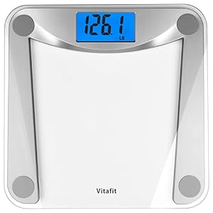 Vitafit Bathroom Scale for Body Weight Accuracy 0.1lb, 400lb, Clear Glass