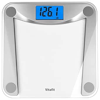 Vitafit Bathroom Scale for Body Weight, 0.1lb Accuracy, 400lb Capacity, Clear Glass