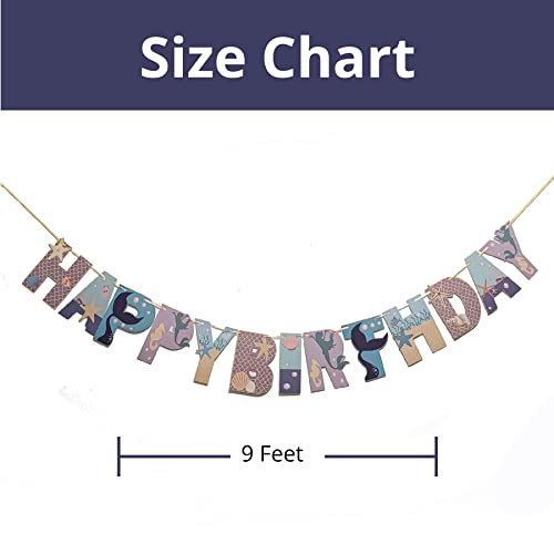 Image of Wanna Party Mermaid Birthday Banner,Mermaid Party Supplies, Mermaid Happy Birthday Banner Favor Mermaid Theme Party Decoration Supplies for Girls Boys Kids