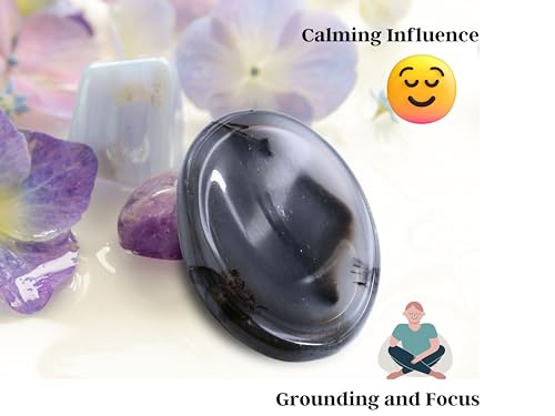 Image of Certified Dendrite Agate Crystal Thumb Worry Pebbles Stones for Anxiety Stress Relief Massage - AAA Grade Original Healing Gemstone Agate Rubbing Stone for Yoga Meditation Spiritual Reiki Feng Shui