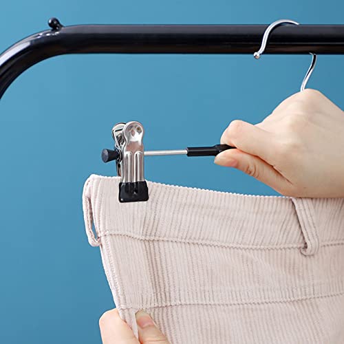 Shghzz 10 Pack Pants Hangers, Premium Plastic Coating Metal Pants Hangers, Heavyduty, Non Slip Slimline, Space-Saving Skirt Holders With 360 ° Swivel Hooks, Adjustable Clips, Trouser Hangers(Black) #TOP5