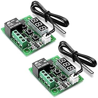 Pack of 2pcs W1209 12V DC Digital Temperature Controller Board Micro Digital Thermostat -50-110°C Electronic Temperature Temp Control Module Switch with 10A One-Channel Relay and Waterproof
