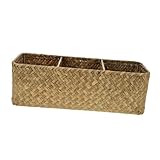  Cabilock Organisateur Tressé à Compartiments Vannerie Boîte De Rangement Naturelle Pour Bureau Et Cosmétiques