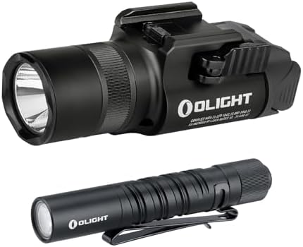 OLIGHT Baldr Pro R 1350 Lumens Magnetic USB Rechargeable Tactical Flashlight Bundle with I3T EOS 180 Lumens Dual-Output Slim EDC Flashlight for Camping and Hiking