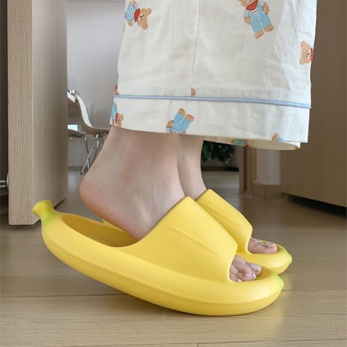 XIXITIAO Banana Sandals Slides, Open Toe Funny Cloud Slides, Summer Shower Beach Slippers4