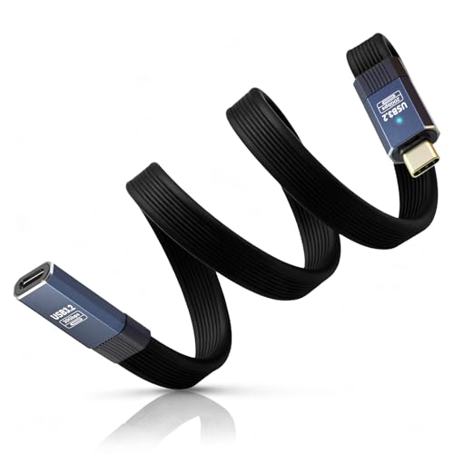 Poyiccot 1.5ft Flat USB C Extension Cable, Type C Male to Female Extension Cable,100W 20Gbps USB3.2 Type C Extender Cord, 8K@60Hz Silicone USB C Extender for Thunderbolt 4/3, MacBook, Galaxy, Black by Poyiccot - Used condition - US$13.72