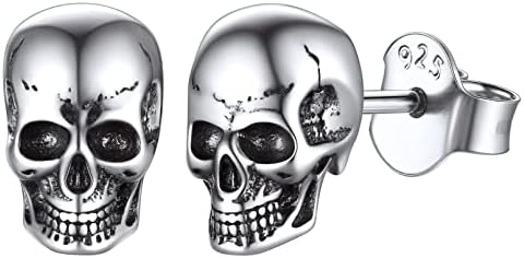 925 Sterling Silver Skull Earrings for Women and Men Retro Vintage Punk Jewelry(Gift Wrapped)