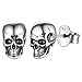 Cabeza Cráneo Esqueleto Pendientes de Calavera Plata de Ley 925 para Hombres Aretes Cúbicos para Amigos Joyería Punk para Amigos