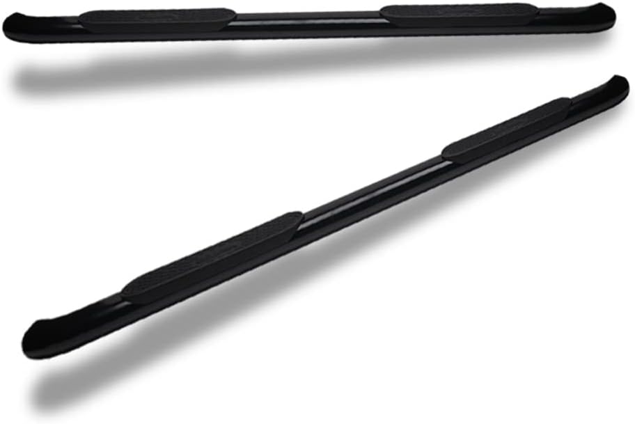 4" Oval Bent End Black Side Step Nerf Bars Rail Running Boards Compatible with 15-22 Ford F150 SuperCrew / 17-22 F250 F350 F450 F550 Superduty Crew Cab