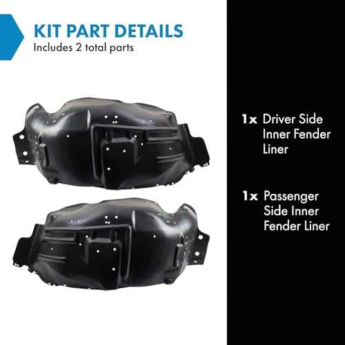 Image of TRQ Front Driver and Passenger Side Inner Fender Liner Set Compatible with 87-97 Ford F-150