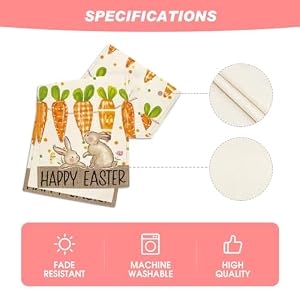 Artoid Mode Carrot Bunny Rabbit Happy Easter Table RunnerSeasonal Spring Flowers Kitchen Dining Table Runner for Home Party Decor 13×72 Inch