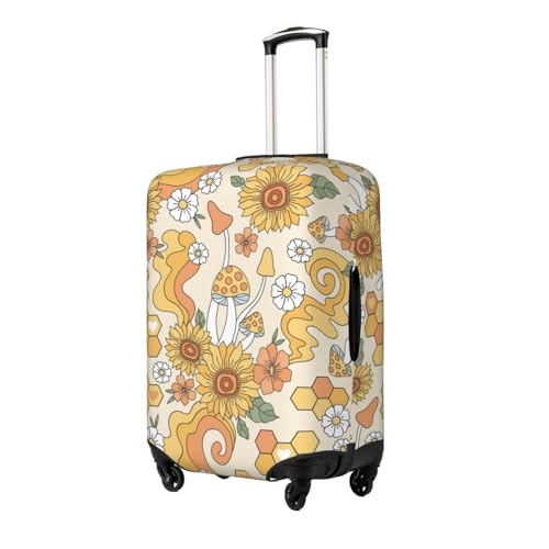 Groovy Hippie Flower Mushrooms Print Washable Luggage Cover - Fashion Suitcase Protector Fits 18-32 Inch Luggage2