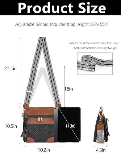 Image of Crossbody Bags for Women with Built In Wallet,RFID Travel Purse | Quilted Design, RFID Protection, Multiple Compartments, Organized Storage, iPad Compatible, Adjustable Strap