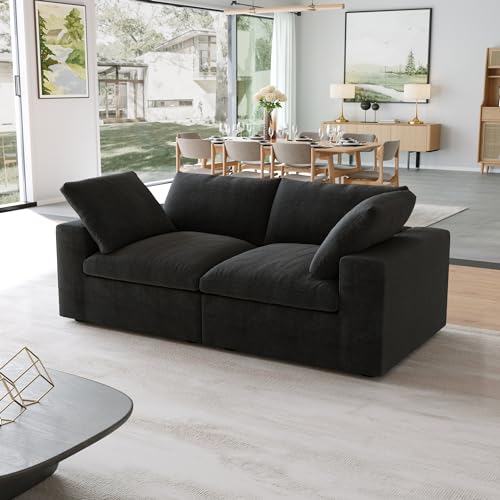 Image of JACH Modular Sectional Couches for Living Room, Modern Convertible Couch, Comfy Love Seat Sofas, Covers Removable, Modern Sectional Sofa for Living Room Apartment (Black)