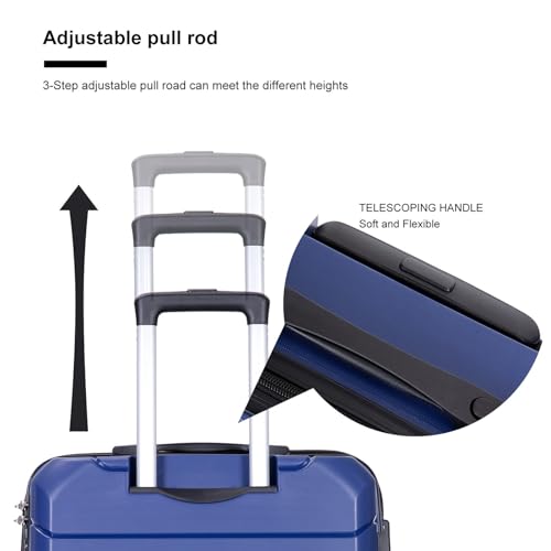 Navy Lightweight Hardshell Suitcase Set - 3-Piece PP Luggage with Wheels and Lock for Secure Travel3