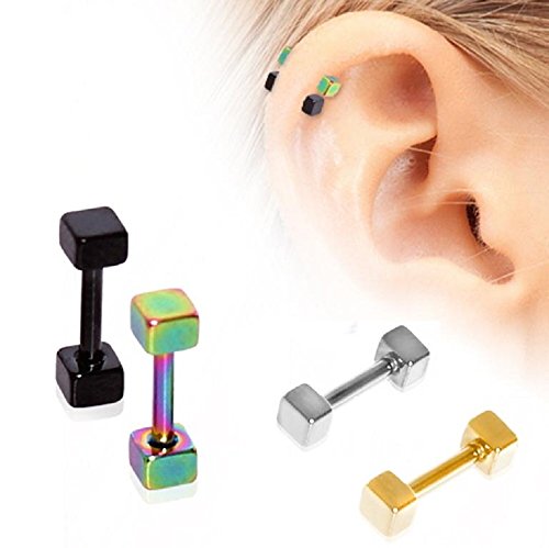 PIERCE ME Cubed Cartilage/Tragus Earring 316L Surgical Steel (Sold Individually)