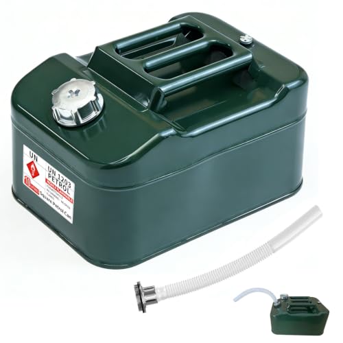Image of STEELHOLDIX 10L Metal Jerry Can, UN Approved Petrol Fuel Can with Flexible Spout & Pressure Relief Valve, Leak-Proof for Car, Van & Camping