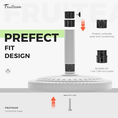 Image of FRUITEAM 33-lbs Round Patio Umbrella Base Pre-Filled Umbrella Stand 17.7 inch Sun-Flower-Pattern Heavy Duty Market Umbrella Base Stand for Patio, Outdoor, Swimming Pool, White