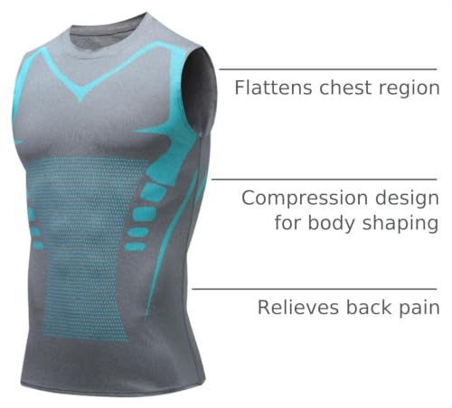 Image of Compression Shirt Men Slimming Body Shaper Vest Crewneck Workout Tank Top | Tummy Control Undershirts, Gynecomastia Compression Shirts, Back Support, Sleeveless Muscle Shirts, Shaping Tank Top