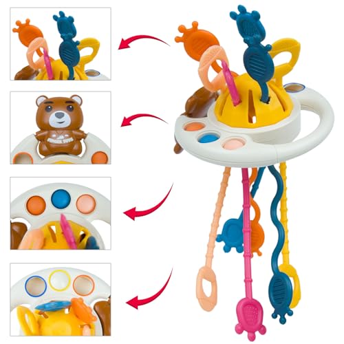 Image of Montessori Activity Toy - Sensory Activities for Toddlers and Kids, Silicone Pull String Toy，Baby Learning Games for Ages for 6-9-12-18Months