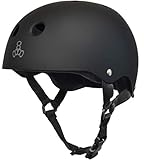 Triple Eight Sweatsaver Liner Skateboarding Helmet, All Black Rubber, Large