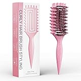 Curl Defining Brush, Curly Hair Brush Defining with Side Gear for Combing, Shaping, and Styling Curly Hair, Lightweight Candy Brush Suitable for All Wet or Dry Hair Types for Women and Men (Pink)