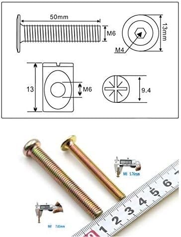 Viti a croce, viti autofilettanti, 10 pezzi M6 Bulloni for mobili Set di dadi Vite a esagono incassato Dadi cilindrici Vite a testa zincata Accessori di fissaggio hardware(M6x70mm)
