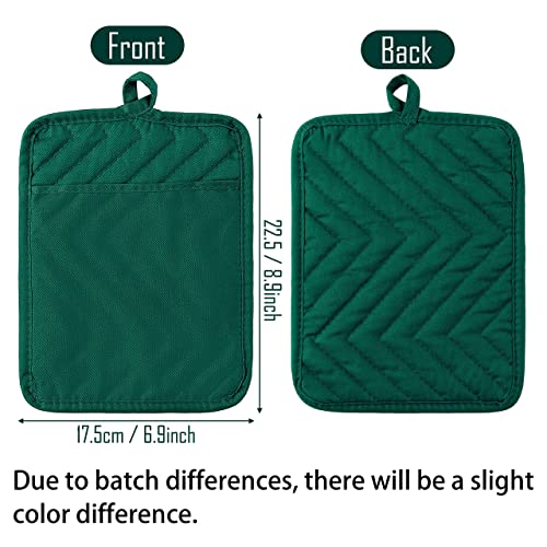 Grobro7 5Pack Pocket Pot Holders Cotton Heat Resistant Potholder Multipurpose Hot Pads Machine Washable Oven Mitts Potholders For Daily Kitchen Baking And Cooking 8.9 X 6.9 In Dark Green #TOP1