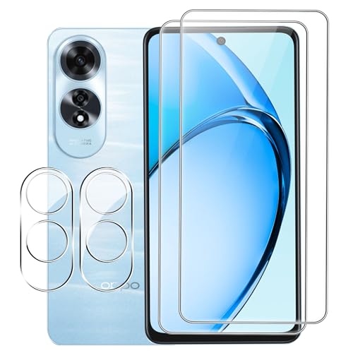 FDHYFGDY [2+2 piezas Protector Pantalla para Oppo A60 4G, 2 piezas Cristal Templado + 2 piezas de protección de cámara, HD Vidrio protector,dureza 9H