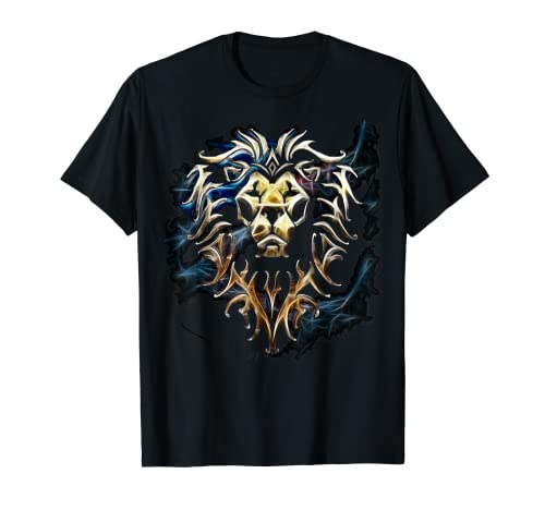 T-Shirt Warcraft + Logo Alliance Saturé - Noir, Unisex-Adulte, Manche Courte, Small, Classique, Importé