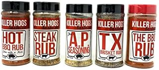 Killer Hogs Barbecue Rub Variety Pack - Hot BBQ, Steak Rub, A.P. Seasoning, Texas Brisket Rub, and Original BBQ Rub - Pack of 5 Bottles - 59 oz Total - Bulk Killer Hogs BBQ Rub