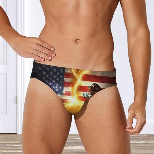 US Mexican Flag Mens Swim Briefs Quick Dry Swim Trunk Bikini Underwear Swimsuit4