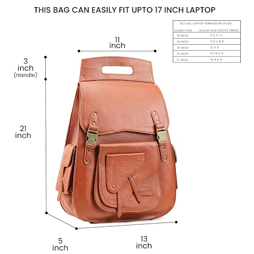Handmade World Full Grain 18 Inch Leather Laptop Large Backpack Casual Bookbag Daypack Camping Travel Rucksack Knapsack2