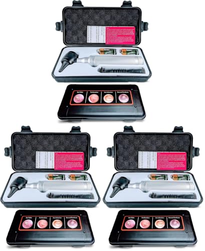 Image of 5th Gen Dr Mom Professional Otoscope - Full-Size with Our Largest Lens, Complete with Batteries and Hard Travel Case (Pack of 3)