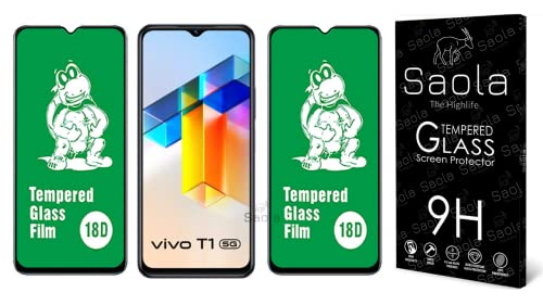 Image of Saola 18D Tempered Glass With Inbuilt AirBag Borders For Vivo T1 5G (Pack Of 2) with Free Installation Kit. Full screen Coverage - 6.58 inch