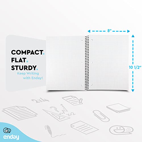 Image of Emraw Quad Ruled Notebook Spiral with 70 Sheets White Paper - Set Includes: Blue, Black, Yellow, & Green Covers (48 Pack)