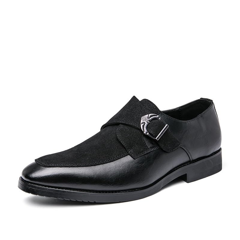 Men's Classic Formal Leather Shoes, Slip-on Leather Oxford Loafers, Monk Strap and Patchwork Design, Suitable for Business, Formal Occasions, Driving, etc.