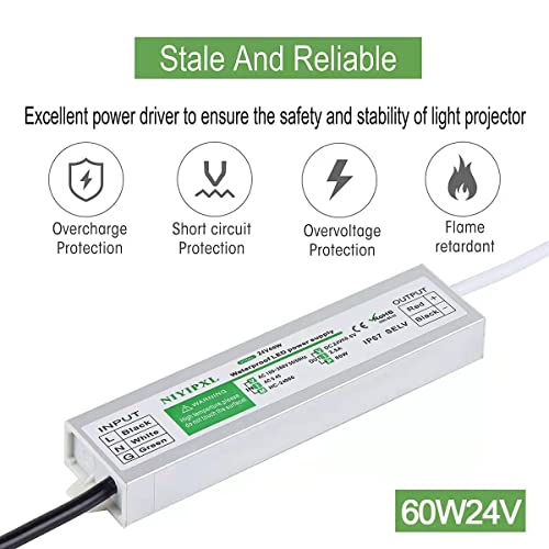 Led Driver 60W 24V,Waterproof Ip67 24V Power Supply,Led Transformer 90V-260V Ac To 24V Dc, Led Power Supply For Led Strip Lights, Constant Voltage Led Products (1) #TOP1