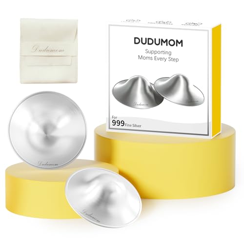 Image of Dudumom The Original Silver Nursing Cups - Pure 999 Silver Nipple Guards for Sore Nipple Relief, Regular Size