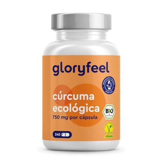 GloryFeel® Cúrcuma orgánica - 240 Cápsulas veganas - 4602mg Cúrcuma orgánica original + Pimienta negra orgánica - Mayor contenido de curcumina (355,8mg) + 12mg de piperina - Hecho en Alemania