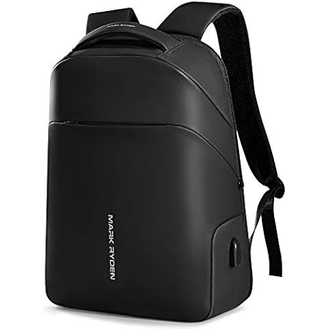 MARK RYDEN Anti-Theft Laptop Backpack, 15.6 Inch Business Backpack with USB Charging Port, Waterproof School Travel Package with Large Compartment, Men Women for Work, Travel, Hiking, Black Cover