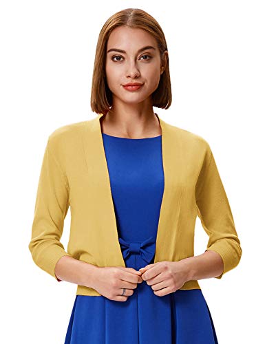 Image of GRACE KARIN Women Cardigan Sweaters Lightweight Knit Cropped Cardigans Trendy 3 /4 Sleeve Shrug Bolero S-3XL