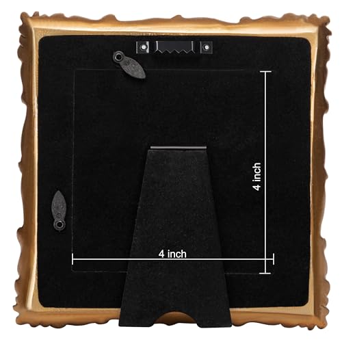 Image of eletecpro 4x4 Vintage Picture Frame with Real Glass Cover, Ornate Antique Photo Frame, Display 4x4 Picture for Tabletop or Wall, Green Home Decor for Gallery Art