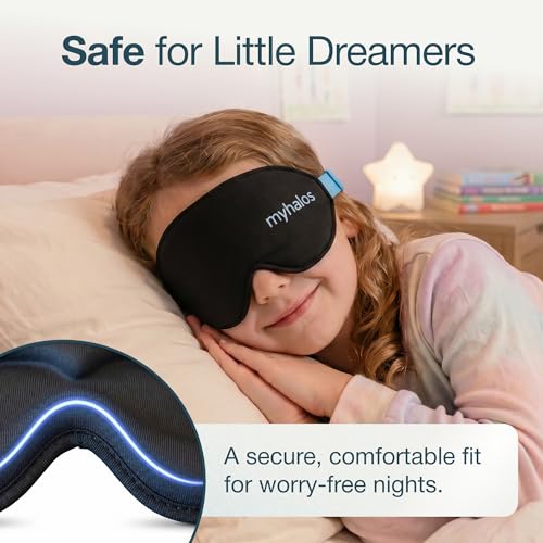 Image of MyHalos Kids Sleep Mask, 3D Blackout Eye Mask for Kids, Girls & Boys | Sleeping Mask for Kids, Blindfold, Zero Pressure, Lightweight & Breathable, All Ages & Genders, Memory Foam, Travel Ready