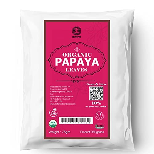 Akshit Dried Papaya Leaves, 2.6Oz, Loose Leaf Tea, Perfect For Papaya Tea, Juice Extract, Cooking, Papaya Leaf Extract, Caffeine-Free, Non-Gmo, Vegan, Gluten-Free. Pack Of 1 #TOP3