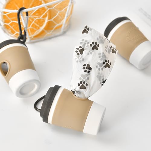 3 Stück Kotbeutelspender,Hundekotbeutelspender,Kotbeutel Spender für Hunde,mit Praktischer Hängeschnalle,Kreatives Kaffeetassen-Design,Leicht und Tragbar,Geeignet zum Spazierengehen