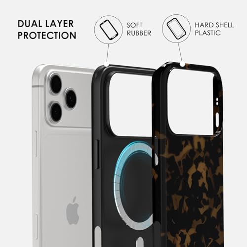 Coque antichoc iPhone 17 Pro MagSafe rigide écaille de tortue ambre - 3